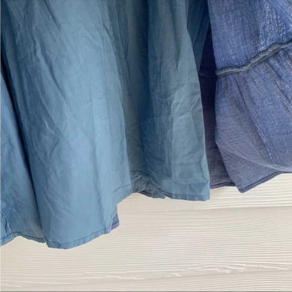 Eri + Ali Blue mini tunic dress size Medium tiered Neck tie lined - Picture 8 of 11